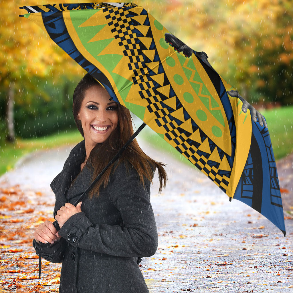 Personalised Parramatta Eels Umbrella Polynesian Tribal Art Style With Muscular Eel Mascot