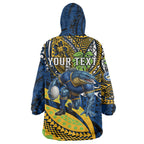 Personalised Parramatta Eels Wearable Blanket Hoodie Polynesian Tribal Art Style With Muscular Eel Mascot