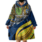 Personalised Parramatta Eels Wearable Blanket Hoodie Polynesian Tribal Art Style With Muscular Eel Mascot