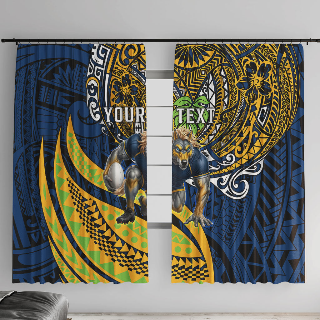 Personalised Parramatta Eels Window Curtain Polynesian Tribal Art Style With Muscular Eel Mascot