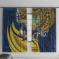 Personalised Parramatta Eels Window Curtain Polynesian Tribal Art Style With Muscular Eel Mascot