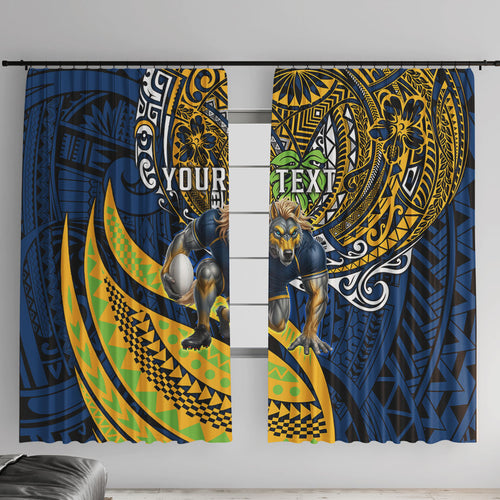Personalised Parramatta Eels Window Curtain Polynesian Tribal Art Style With Muscular Eel Mascot