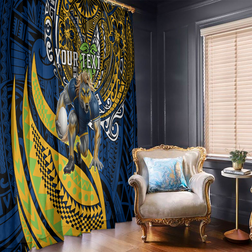 Personalised Parramatta Eels Window Curtain Polynesian Tribal Art Style With Muscular Eel Mascot