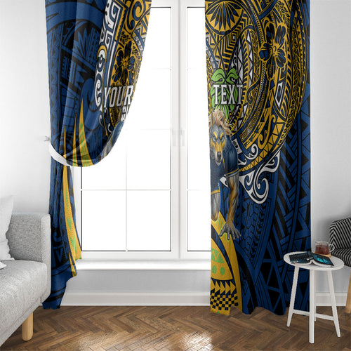 Personalised Parramatta Eels Window Curtain Polynesian Tribal Art Style With Muscular Eel Mascot