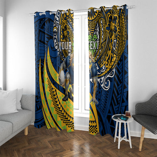 Personalised Parramatta Eels Window Curtain Polynesian Tribal Art Style With Muscular Eel Mascot