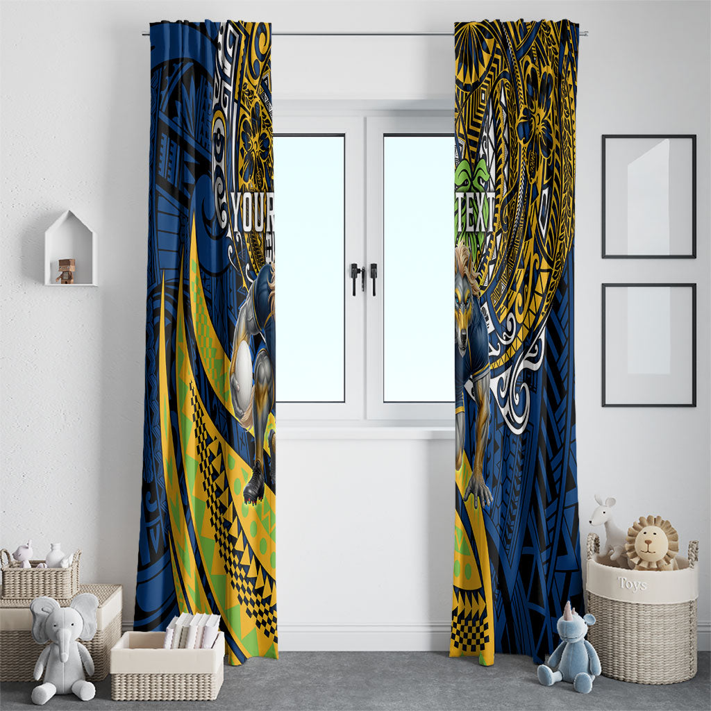 Personalised Parramatta Eels Window Curtain Polynesian Tribal Art Style With Muscular Eel Mascot