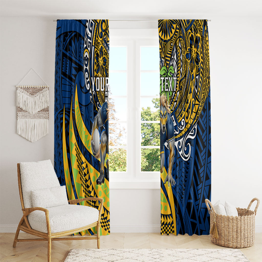 Personalised Parramatta Eels Window Curtain Polynesian Tribal Art Style With Muscular Eel Mascot