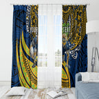 Personalised Parramatta Eels Window Curtain Polynesian Tribal Art Style With Muscular Eel Mascot