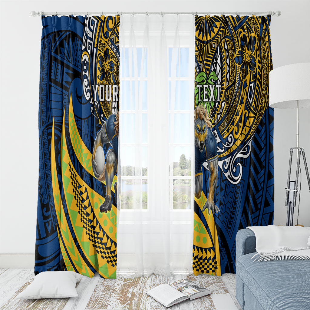 Personalised Parramatta Eels Window Curtain Polynesian Tribal Art Style With Muscular Eel Mascot