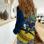 Personalised Parramatta Eels Women Casual Shirt Polynesian Tribal Art Style With Muscular Eel Mascot