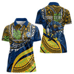 Personalised Parramatta Eels Women Polo Shirt Polynesian Tribal Art Style With Muscular Eel Mascot