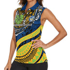 Personalised Parramatta Eels Women Sleeveless Polo Shirt Polynesian Tribal Art Style With Muscular Eel Mascot