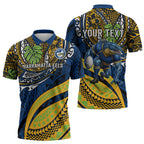 Personalised Parramatta Eels Zipper Polo Shirt Polynesian Tribal Art Style With Muscular Eel Mascot