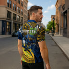 Personalised Parramatta Eels Zipper Polo Shirt Polynesian Tribal Art Style With Muscular Eel Mascot
