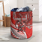 Personalised St George Illawarra Dragons Laundry Basket Polynesian Tribal Art Style With Fierce Red Dragon Mascot