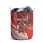 Personalised St George Illawarra Dragons Laundry Basket Polynesian Tribal Art Style With Fierce Red Dragon Mascot