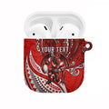 Personalised St George Illawarra Dragons AirPods Case Polynesian Tribal Art Style With Fierce Red Dragon Mascot