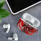 Personalised St George Illawarra Dragons AirPods Case Polynesian Tribal Art Style With Fierce Red Dragon Mascot