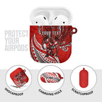 Personalised St George Illawarra Dragons AirPods Case Polynesian Tribal Art Style With Fierce Red Dragon Mascot