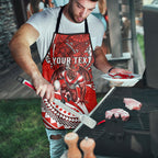 Personalised St George Illawarra Dragons Apron Polynesian Tribal Art Style With Fierce Red Dragon Mascot