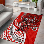 Personalised St George Illawarra Dragons Area Rug Polynesian Tribal Art Style With Fierce Red Dragon Mascot