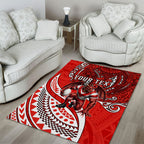 Personalised St George Illawarra Dragons Area Rug Polynesian Tribal Art Style With Fierce Red Dragon Mascot