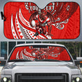 Personalised St George Illawarra Dragons Auto Sun Shade Polynesian Tribal Art Style With Fierce Red Dragon Mascot