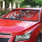 Personalised St George Illawarra Dragons Auto Sun Shade Polynesian Tribal Art Style With Fierce Red Dragon Mascot
