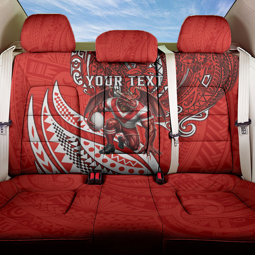 Personalised St George Illawarra Dragons Back Car Seat Cover Polynesian Tribal Art Style With Fierce Red Dragon Mascot