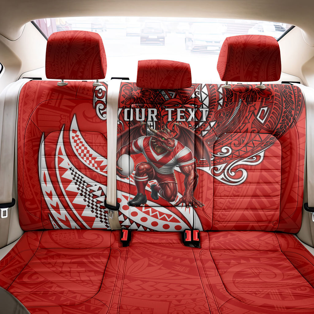 Personalised St George Illawarra Dragons Back Car Seat Cover Polynesian Tribal Art Style With Fierce Red Dragon Mascot
