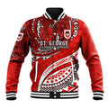 Personalised St George Illawarra Dragons Baseball Jacket Polynesian Tribal Art Style With Fierce Red Dragon Mascot