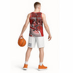 Personalised St George Illawarra Dragons Basketball Jersey Polynesian Tribal Art Style With Fierce Red Dragon Mascot