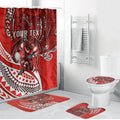 Personalised St George Illawarra Dragons Bathroom Set Polynesian Tribal Art Style With Fierce Red Dragon Mascot