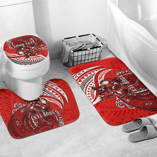 Personalised St George Illawarra Dragons Bathroom Set Polynesian Tribal Art Style With Fierce Red Dragon Mascot