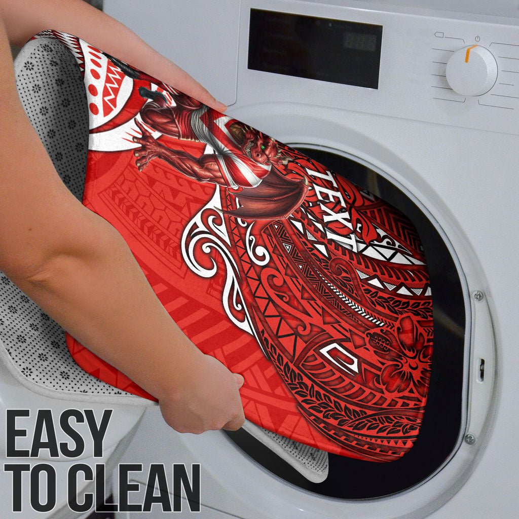 Personalised St George Illawarra Dragons Bathroom Set Polynesian Tribal Art Style With Fierce Red Dragon Mascot