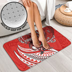 Personalised St George Illawarra Dragons Bathroom Set Polynesian Tribal Art Style With Fierce Red Dragon Mascot