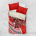 Personalised St George Illawarra Dragons Bedding Set Polynesian Tribal Art Style With Fierce Red Dragon Mascot