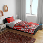 Personalised St George Illawarra Dragons Bedding Set Polynesian Tribal Art Style With Fierce Red Dragon Mascot