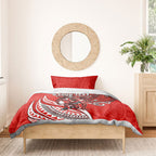 Personalised St George Illawarra Dragons Bedding Set Polynesian Tribal Art Style With Fierce Red Dragon Mascot