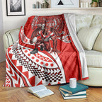 Personalised St George Illawarra Dragons Blanket Polynesian Tribal Art Style With Fierce Red Dragon Mascot