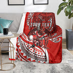Personalised St George Illawarra Dragons Blanket Polynesian Tribal Art Style With Fierce Red Dragon Mascot