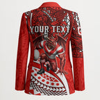 Personalised St George Illawarra Dragons Blazer Polynesian Tribal Art Style With Fierce Red Dragon Mascot