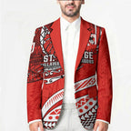 Personalised St George Illawarra Dragons Blazer Polynesian Tribal Art Style With Fierce Red Dragon Mascot