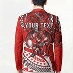 Personalised St George Illawarra Dragons Blazer Polynesian Tribal Art Style With Fierce Red Dragon Mascot