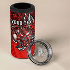 Personalised St George Illawarra Dragons 4 in 1 Can Cooler Tumbler Polynesian Tribal Art Style With Fierce Red Dragon Mascot