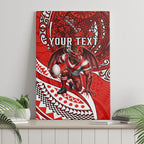 Personalised St George Illawarra Dragons Canvas Wall Art Polynesian Tribal Art Style With Fierce Red Dragon Mascot