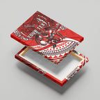 Personalised St George Illawarra Dragons Canvas Wall Art Polynesian Tribal Art Style With Fierce Red Dragon Mascot