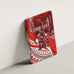 Personalised St George Illawarra Dragons Canvas Wall Art Polynesian Tribal Art Style With Fierce Red Dragon Mascot