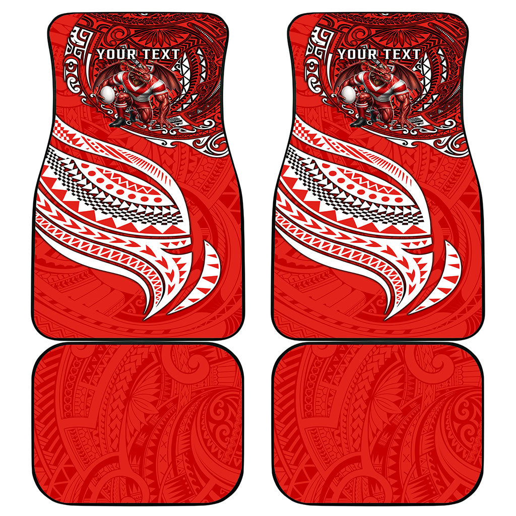 Personalised St George Illawarra Dragons Car Mats Polynesian Tribal Art Style With Fierce Red Dragon Mascot