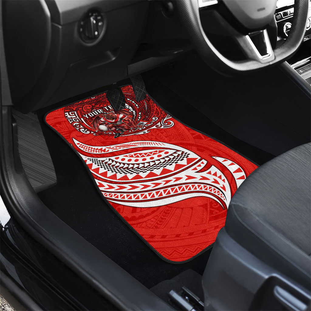 Personalised St George Illawarra Dragons Car Mats Polynesian Tribal Art Style With Fierce Red Dragon Mascot